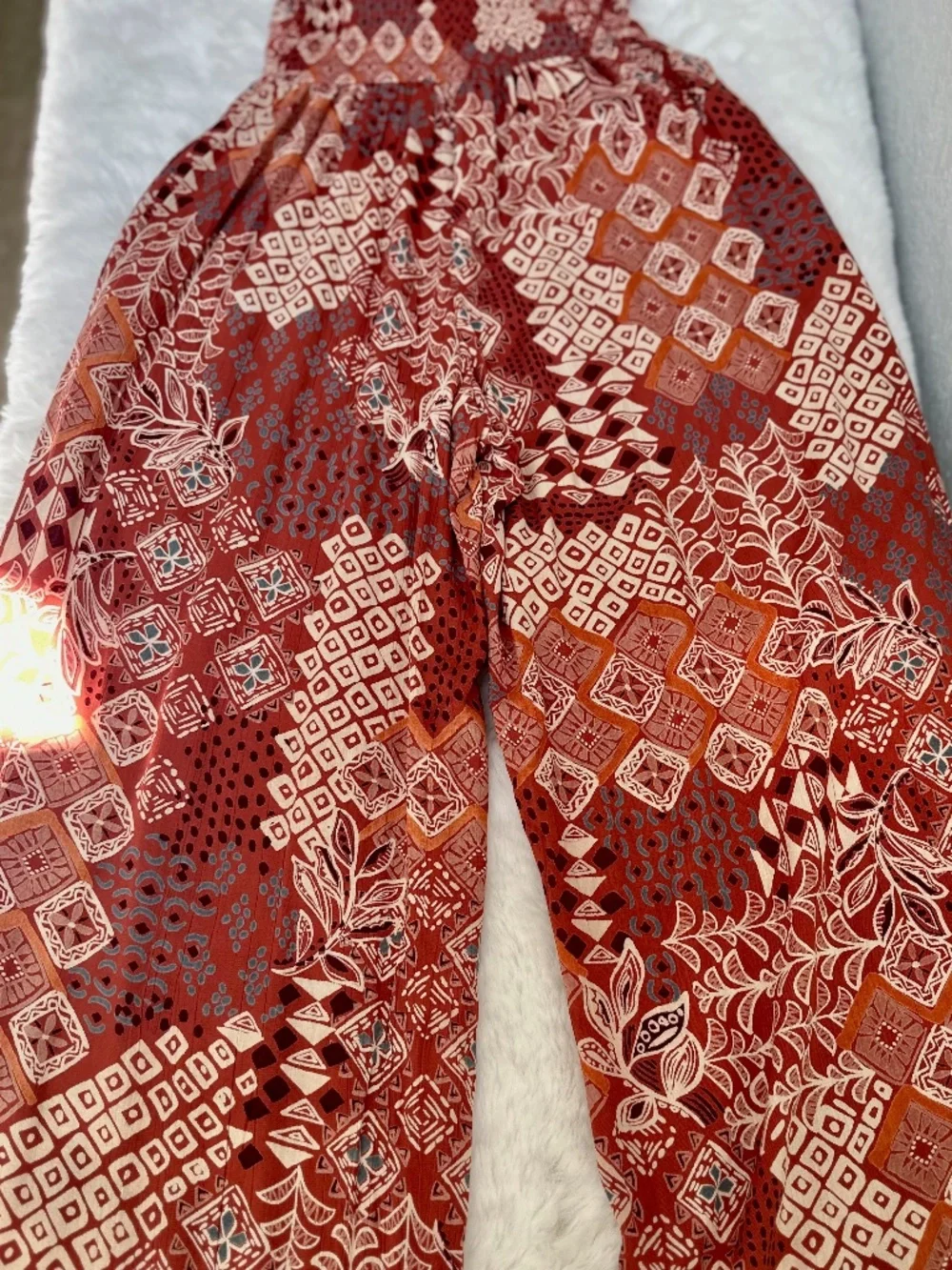 🌿 Angie Boho Smocked Wide-Leg Jumpsuit – Size Small 🌿 - Picture 7 of 13